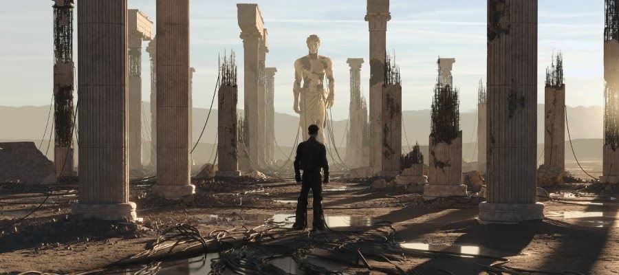 ÆDEN — surreal ruins with a monumental statue